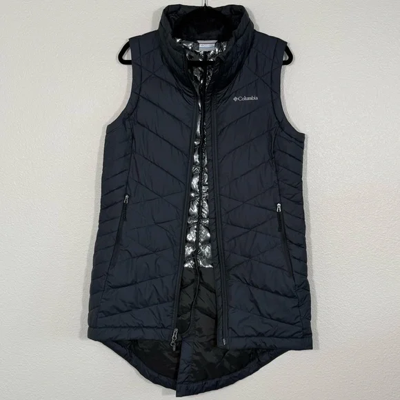 Columbia long quilted Vest Omni heat size large black Heavenly II Long Vest - Picture 3 of 14